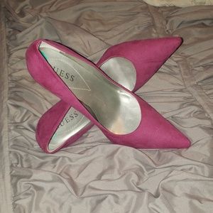 Pink suede guess heels